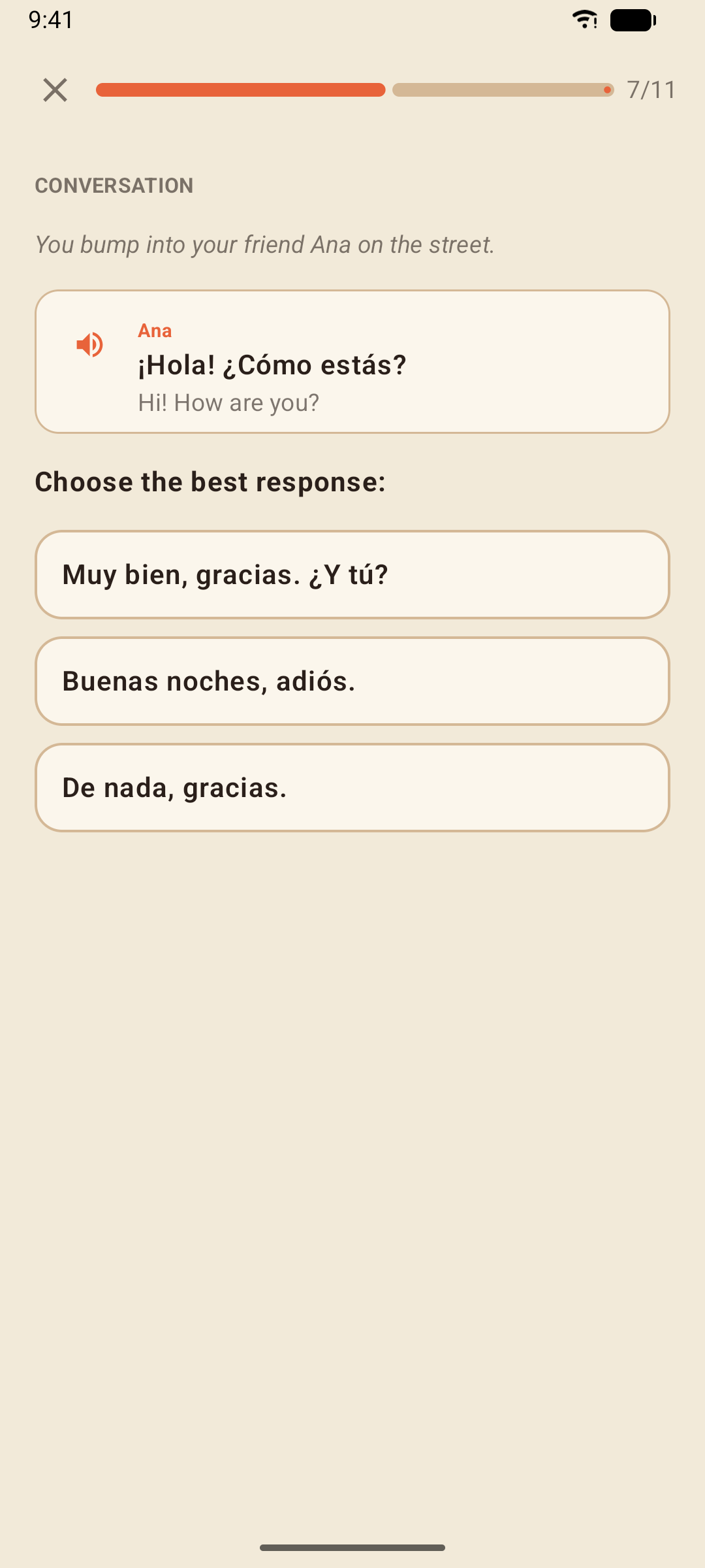 A dialogue exercise: choose the right line