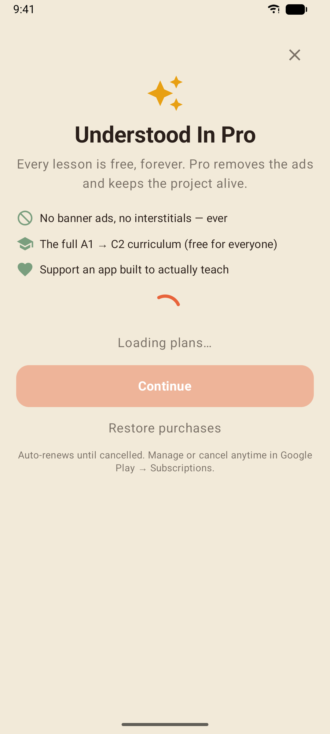 The Understood In Pro screen with the monthly and yearly plans