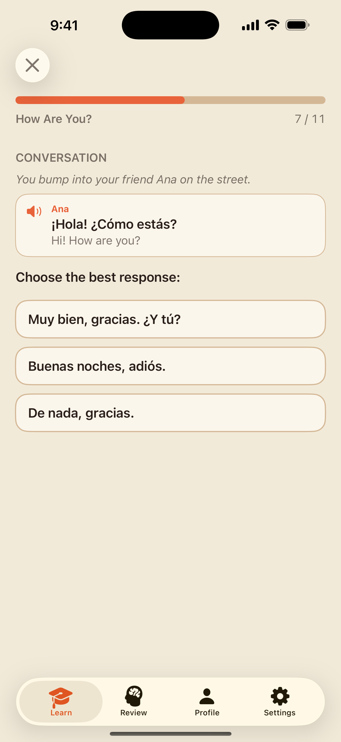 A dialogue exercise: choose the right line